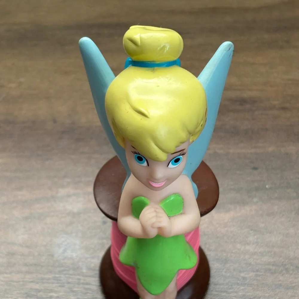 VINTAGE Disney Peter Pan TINKERBELL Fairy Spool Yarn Bath Toy Figure Cake Topper